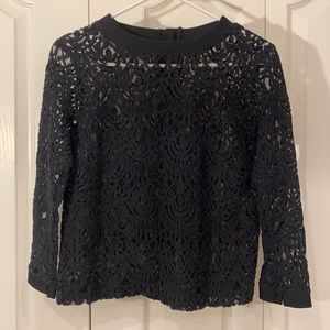 Banana Republic black lace see-thru blouse with button-up back Size S
